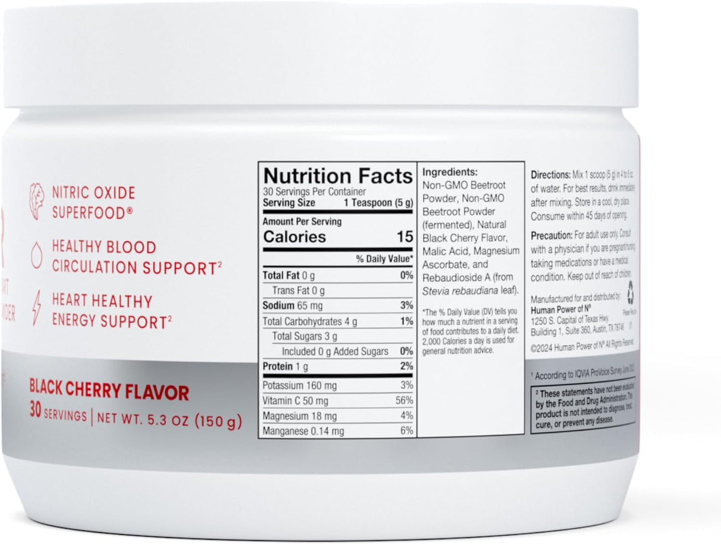 HumanN SuperBeets Beetroot Powder - Nitric Oxide Boost for Blood Pressure, Circulation & Heart Health Support - Non-GMO Superfood Supplement - Black Cherry Flavor, 30 Servings - catagory- health- supplements - product image- Muzsha Ltd- trendhub